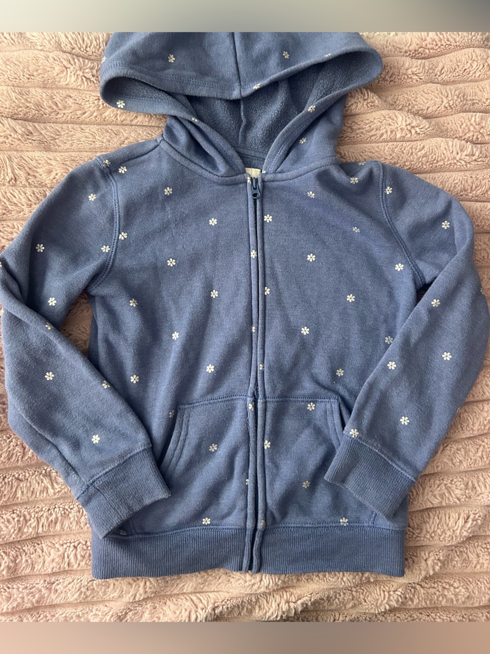 Girls OshKosh B'gosh Blue Hooded Fleece Jacket with White Daisies